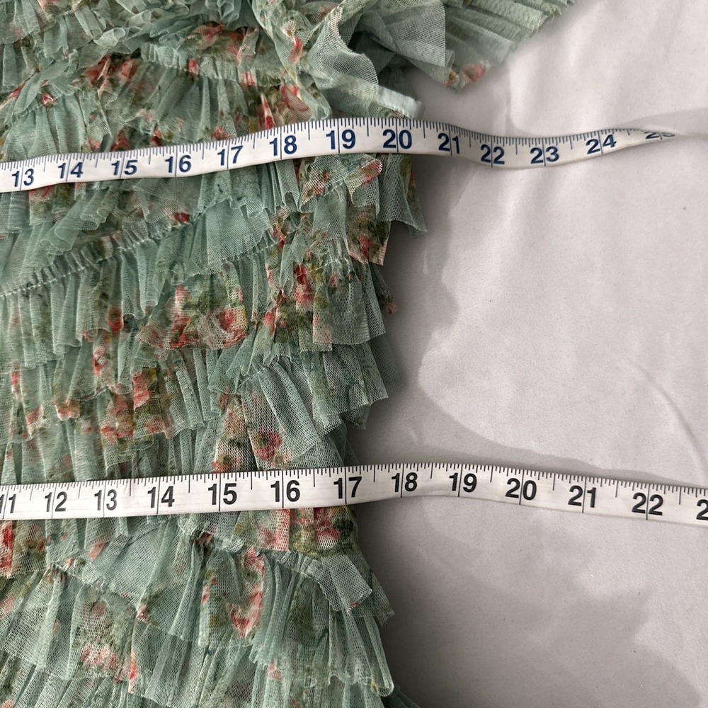 NWT Mac Duggal [ 14 ] 8014 Ruffle Tiered Short‎ Sleeve A Line Dress Sage J1819 - Picture 7 of 15
